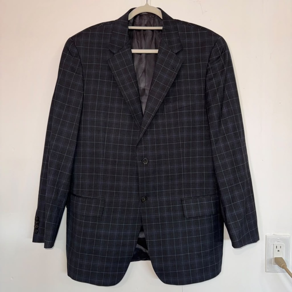 Joseph Abboud Men's 40R Sportcoat Blazer Jacket Plaid 100% Wool Two Button Smart